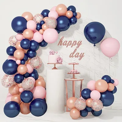 Kit de guirxiété d'arche de ballons bleu marine ballon de confettis rose or rose décor de fête