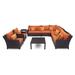 Deco 9 Piece Sunbrella Outdoor Patio Sectional And Club Set