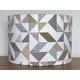 Grey earthy Geometric triangle patterned Lampshade 40cm 30cm 25cm 20cm 15 Fabric drum ceiling pendant or table lamp brown
