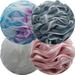 Premium Extra Large Bath Sponge 4 Pack 75g Loofah Shower Scrunchies Loofah Sponge Bath Scrubbies Loofah Body Pouf Shower Scrubber Exfoliating Essential Shower Sponge Women Men\\u2026