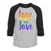 Shop4Ever Men s Love is Love Rainbow Gay Pride Raglan Baseball Shirt Medium Heather Grey/Black
