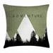 Adventure Throw Pillow Cushion Cover Forest with Halftone Effect Hipster Typography Camping in Mountains Decorative Square Accent Pillow Case 26 X 26 Army Green by Ambesonne