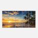 Designart Paradise Tropical Island Beach with Palms Extra Large Seascape Art Canvas
