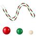 7-Foot Rustic Bright Red White and Green Wood Bead Garland Christmas Tree Decoration - Decorative Vintage Style Wooden Beads for Everyday Country Farmhouse Home Decor