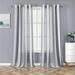 GlowSol 52 W x 63 L Sheer Curtains Vertical Stripe Voile Yarn Dyed Faux Linen Textured Light Filtering Window Drapes for Bedroom Navy Blue 2 Panels