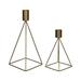 Contemporary Home Living Set of 2 Gold Tone Geometric Handcrafted Taper Candle Holders 11