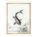 Designart Black and White Vintage Fish I Nautical & Coastal Framed Canvas Wall Art Print