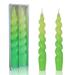 FCMSHAMD 7.5 inch Green Dripless Taper Candles Luxury Unscented Candles Flameless Smokeless Candles Sticks Pack of 2
