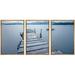 wall26 Framed Canvas Print Wall Art Set Jetty Pier Walkway in Gray & Blue Seascape Nature Wilderness Photography Modern Art Rustic Scenic Ultra for Living Room Bedroom Office - 16 x24