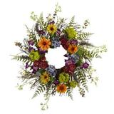 Nearly Natural 4821 24-Inch Spring Garden Wreath with Twig Base Multicolored/Green