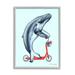 Stupell Industries Whale Riding Red Scooter Marine Sea Life Graphic Art Gray Framed Art Print Wall Art Design by Amelie Legault