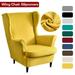 Wingback Chair Cover 2-Piece Wing Chair Covers Armchair Chair Slipcovers Spandex Sofa Cover Furniture Protector Machine Washable Removable for Living Room Bedroom Hotel(Turmeric)