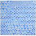 Leather / Cotton Blue Rug 6X6 Modern Hand Woven Scandinavian Triangles Room Size