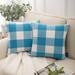 Phantoscope Buffalo Checker Plaid Farmhouse Summer Square Decorative Throw Pillow for Couch 20 x 20 Blue/White 2 Pack