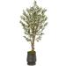 Nearly Natural T1332 62 in. Olive Artificial Tree in Ribbed Metal Planter