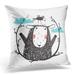 USART Funny Sheep and Bird Portrait with Laurel Cute Quirky Little Animal Friends Cartoon Sketchy Raster Pillow Case Pillow Cover 20x20 inch