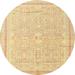 Ahgly Company Indoor Round Traditional Mustard Yellow Persian Area Rugs 3 Round