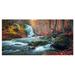 Designart Autumn Mountain Waterfall Long View Landscape Photography Canvas Print