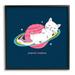 Stupell Industries Planet Mellow Tired White Cat Sleeping Saturn Rings Framed Wall Art 24 x 24 Design by Lisa Perry Whitebutton