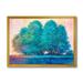 Designart Blue Coloured Tree Impression By Lakeside Lake House Framed Art Print