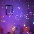 3.5m Star Moon String Lights for Bedroom 138 LED Waterproof Curtain Lights Home Festival Decoration