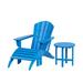 Westin Outdoor 3-Pieces Adirondack Chair with Ottoman & Side Table Set Included HDPE Plastic UV Weather Resistant Pacific Blue