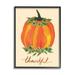 Stupell Industries Thankful Orange Pumpkin Leaf Botanicals Autumn Plants Graphic Art Black Framed Art Print Wall Art Design by Heather McLaughlin