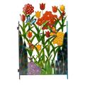 Labakihah Colorful Metal 3-Panel Butterfly and Flower Garden Screen Card Slot Decorative Screen