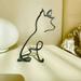 Metal Statue Abstract Dog Sculpture Animal Collection Decoration Living Room Study Decoration Ironwork(Desktop Ornament)