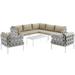 Modern Contemporary Urban Design Outdoor Patio Balcony Eight PCS Sectional Sofa Set Beige White Rattan