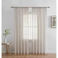 THD Zoey Faux Linen Textured Semi Sheer Window Rod Pocket Thick Curtains Drapery Panels 2 Panels