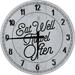 Wood Wall Clock 18 Inch Round Quote Wall Art Eat Well Travel Often Advice Mantra for The Free Spirited Explore Round Small Battery Operated Gray