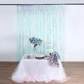 Efavormart 8ft Iridescent Blue Metallic Foil Fringe Curtain - Doorway and Party Backdrop Curtain for Wedding Decor Birthday Parties Celebration Baby Shower Photo Booth Decoration