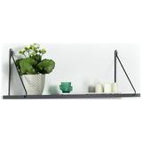 Palm Floating Wall Decor Wall Mounted Rustic Decorative Hanging Metal Bracket Single Shelf for Books Black