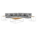 Modway Stance 8-Piece Modern Fabric/Aluminum Outdoor Sectional Sofa Set in Gray