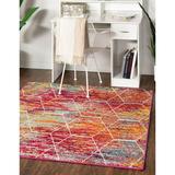 Unique Loom Geometric Trellis Frieze Rug Multi/Ivory 7 1 Square Trellis Traditional Perfect For Dining Room Living Room Bed Room Kids Room