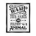 Stupell Industries Wash Your Hands Vintage Symbol Serif Typography Graphic Art Jet Black Floating Framed Canvas Print Wall Art Design by Lettered and Lined