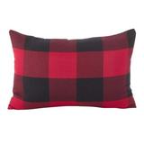 SARO 13 x 20 in. Rectangle Buffalo Check Plaid Design Cotton Down Filled Throw Pillow Red