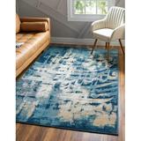 Unique Loom Mosman Mystic Rug Navy Blue/Beige 8 x 10 Rectangle Abstract Contemporary Perfect For Living Room Bed Room Dining Room Office