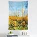 Spring Tapestry Sun Bath in Sonoran Desert Blooming Cactus Spring Time Vegetation Scenery Fabric Wall Hanging Decor for Bedroom Living Room Dorm 5 Sizes Marigold Blue Green by Ambesonne