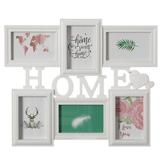 Decorative Modern Wall Mounted Collage Picture Holder Multi Photo Frame for 6 Pictures 4 x 6 Inch Home Text White