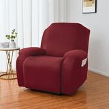 CUH Washable Slipcover Recliner Armchair Cover Plain Couch Cover Stretch Furniture Protector Wine Red 3 Seat