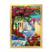 Designart Colorful Traditional Santorini Houses Among Flowers Nautical & Coastal Framed Art Print