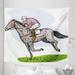 Animal Tapestry Sketchy Horse Racing Theme Jockey Pony Stallion Riding on Field Retro Illustration Fabric Wall Hanging Decor for Bedroom Living Room Dorm 5 Sizes Multicolor by Ambesonne