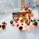 7ft Lighted Winter Garland with Red Berry and Pinecone Accents Indoor or Outdoor Christmas Decor