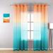 Goory 1pc Gradient Color Voile Window Curtain Grommet Tulle Window Drape Eyelet Ring Top Sheer Curtain Valance For Living Room Bedroom Orange Green W:52 x H:95 / 132cm*241cm