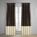 Banded Mushroom Faux Silk Taffeta & Macchiato Beige Plush Velvet Curtain (1 Panel) Mushroom & Macchiato Beige 50W X 96L