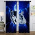 CUH Wolf Print Vintage Treatments Drapes Linen Textured Room Grommet Curtains Luxury Home Decor Bedroom Window Curtain Wolf Series 11*2 Panels W:45 x H:106