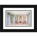 Georges RÃ©mon 14x11 Black Ornate Wood Framed Double Matted Museum Art Print Titled: Louis XV Lounge Painted in Green Gray. (1907)
