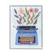 Stupell Industries Floral Arrangement Botanicals Blue Vintage Typewriter Collage Graphic Art White Framed Art Print Wall Art 11x14 by Melissa Wang